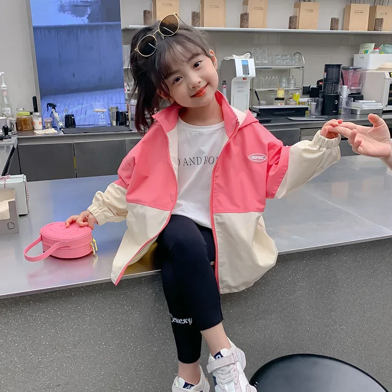 Girls Coat 2024 New Coat Spring and Autumn Children Clothes Korean Trench Coat Top Female Treasure Storm Jacket Fashion