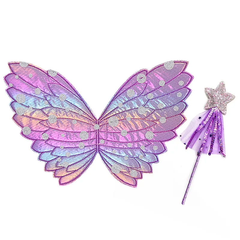 Children Beautiful Butterfly Angel Wings Girls Fairy Magic Wand Creative Girls Play House Toy Flower Fairy Performance Props Toy