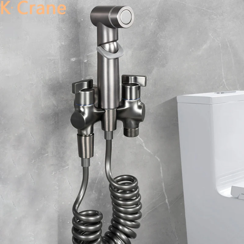 Gun Grey Toilet Bidet Bathroom Wall Mount Women Anal Ass Butt Cleaner WC Modern Health Cleaning Sprayer Shower Faucet Washer Set