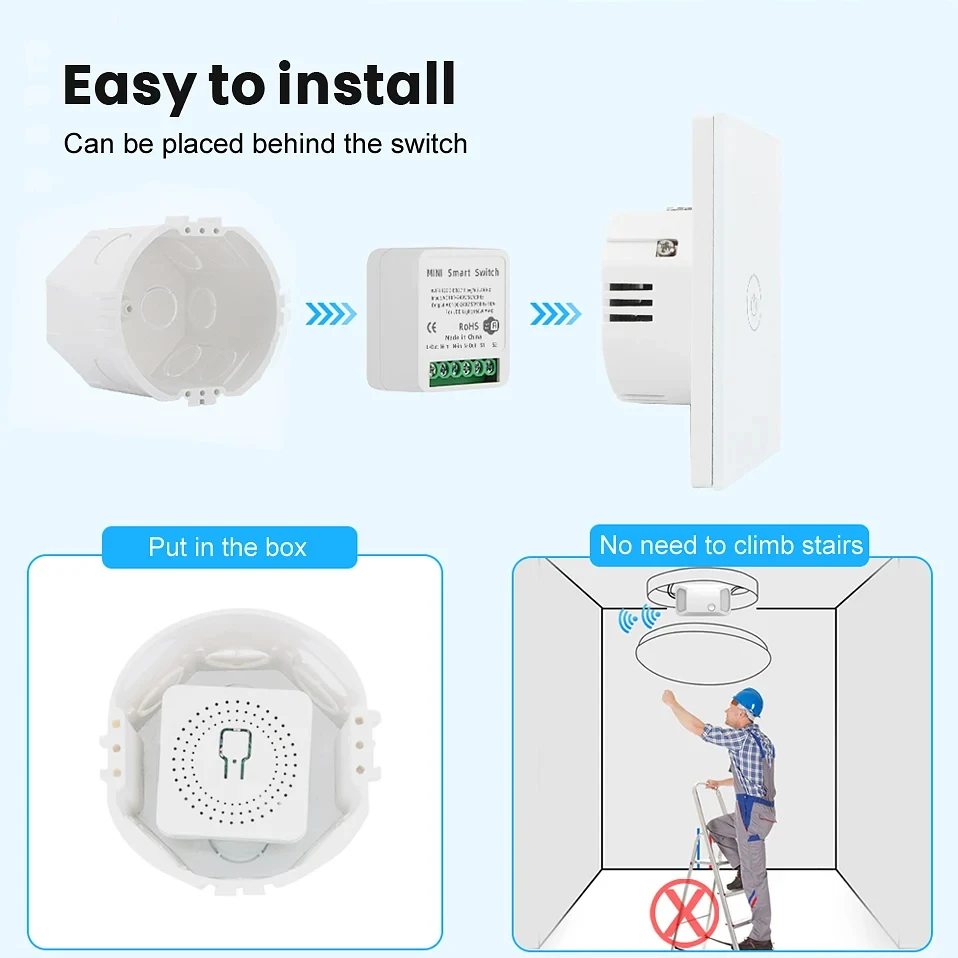 Miucda-2 way interruptor inteligente, wi-fi, zigbee, automação, módulo de relé regulável, controle remoto do aplicativo, funciona com alexa, google home