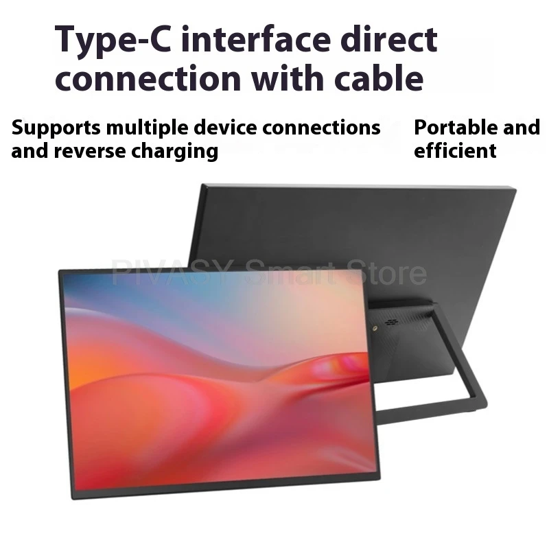 18.5 Inch Portable Monitor IPS 60Hz 14ms Response with Bracket Convenient For Switch PS5 XBOX Laptop Dual Speaker Type-C HDMI