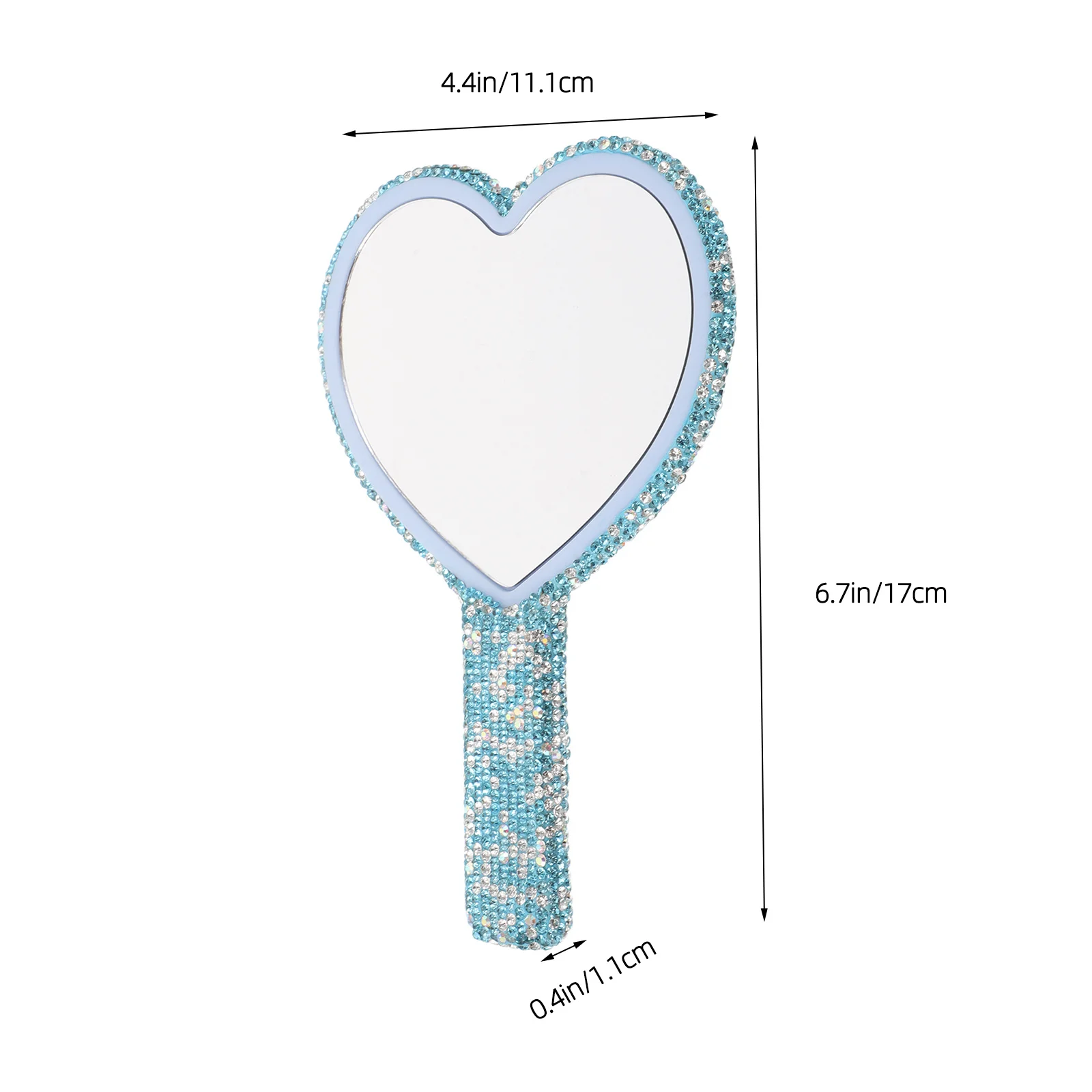 مرآة مكياج مدمجة محمولة على شكل قلب، مرآة بلاستيكية خفيفة الوزن محمولة للسفر ومرايا اليد للجيب