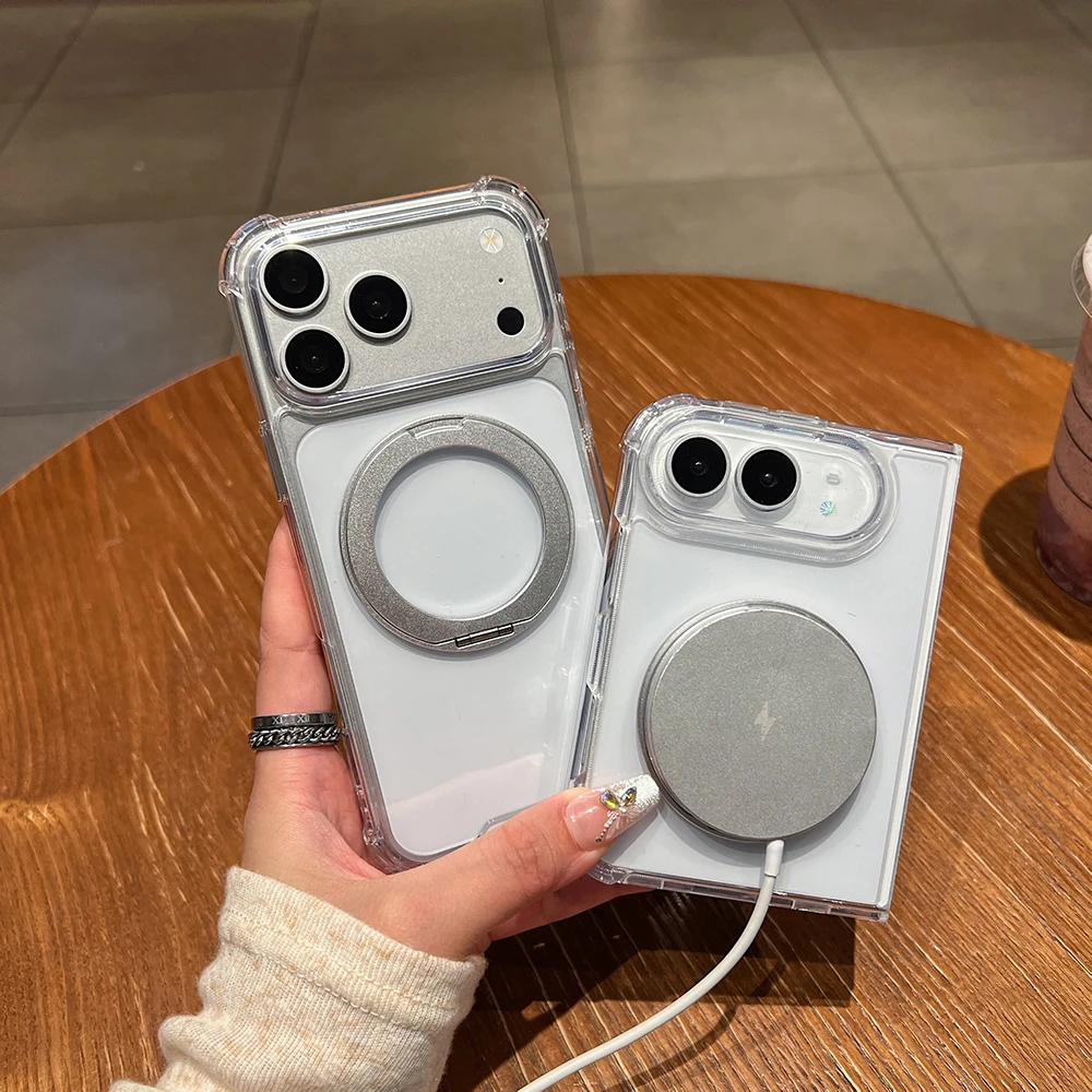 360 ° Drehbarer Ständer für MagSafe Clear Case für iPhone 18 Duo 17 Air 16 E 15 14 Plus 13 12 Pro Max, magnetische Halterung, Anti-Fall-Schutzhülle – Detail 13