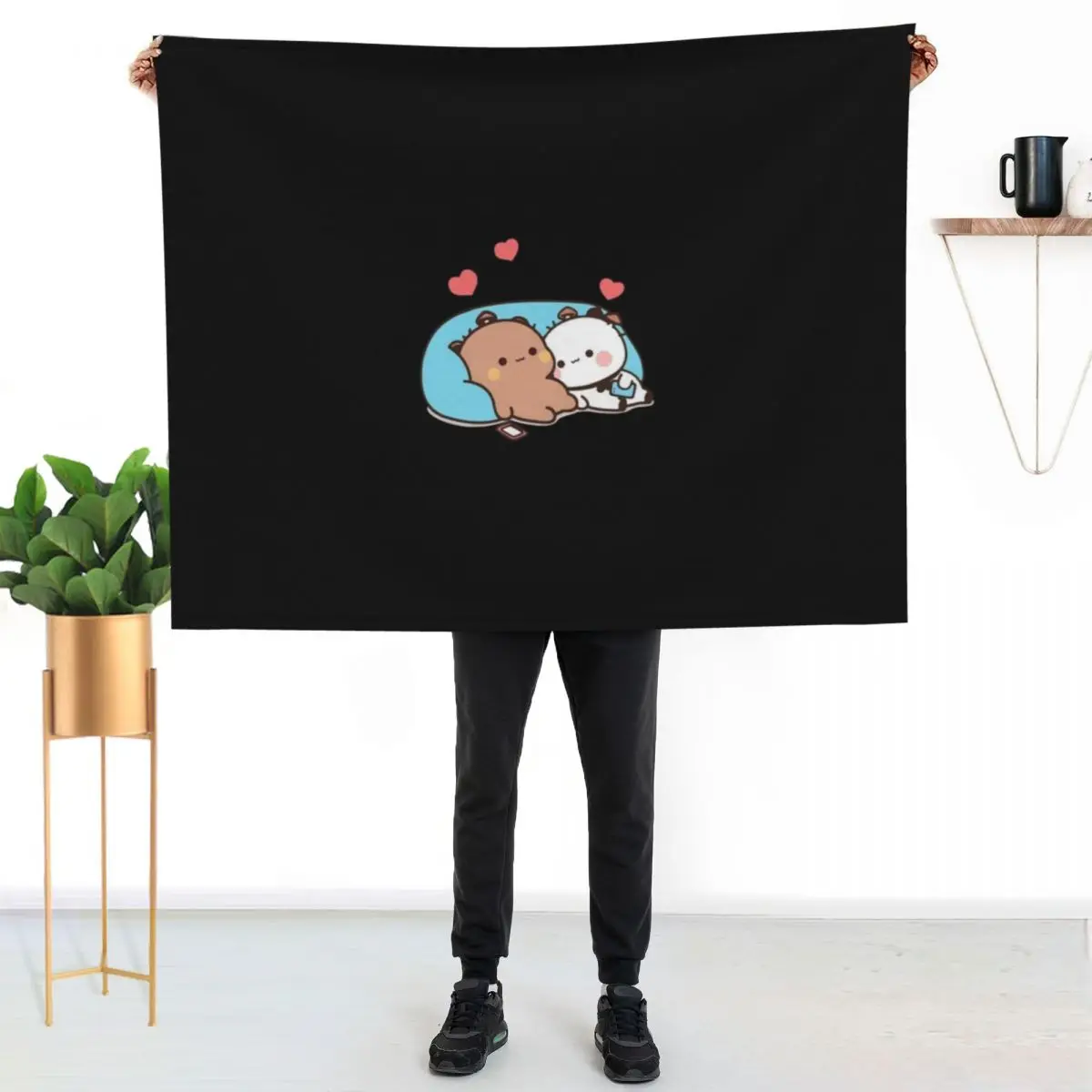 bear and panda bubu dudu balloon Throw Blanket Warm Plush Fuzzy Blanket for Living Room view 2