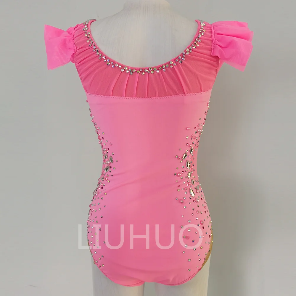 LIUHUO Rhythmic Gymnastics Leotards Artistics Tight Pink Stage Performance Professional Contest