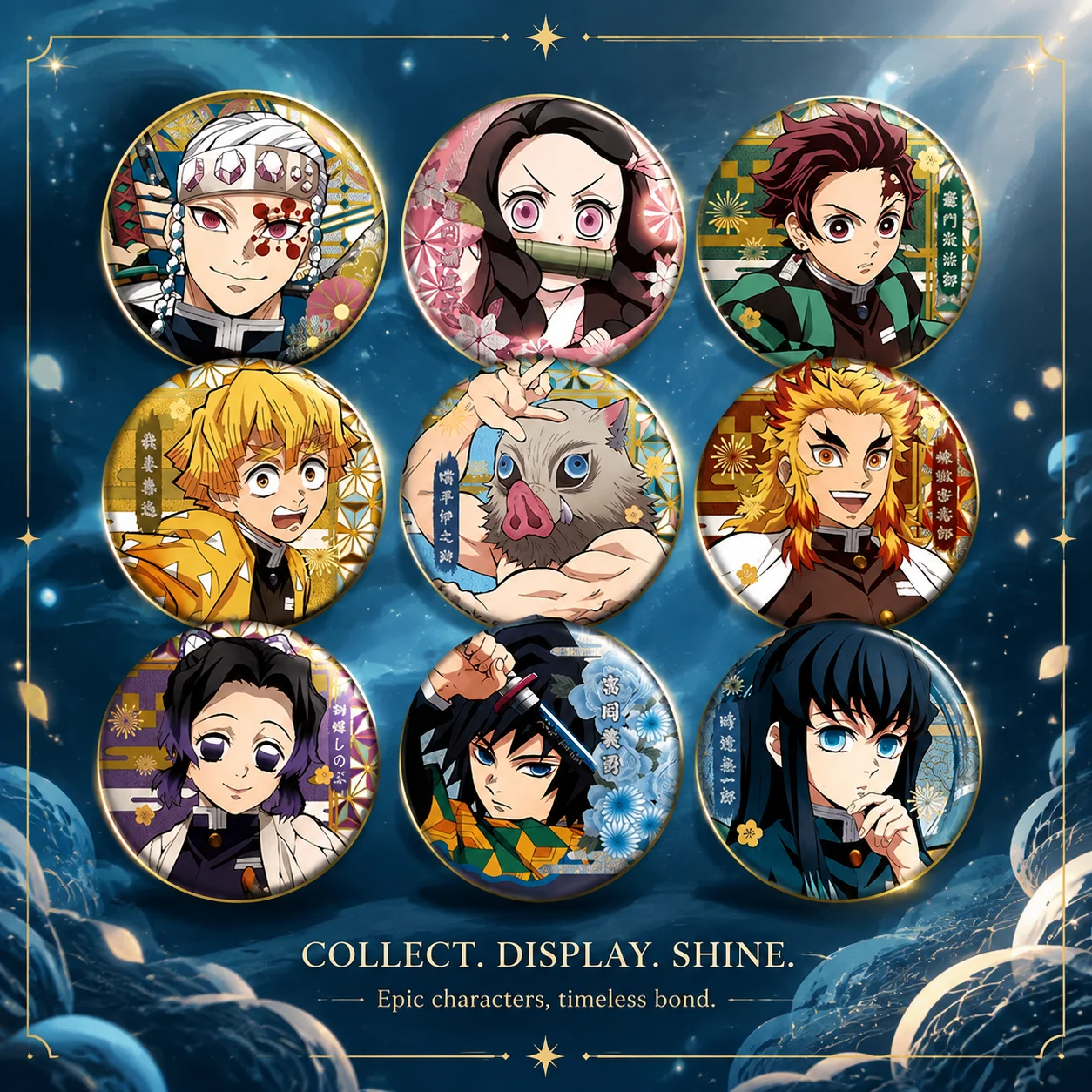 Set de 58 insignias de Demon Slayer Kimetsu no Yaiba, todos los personajes, botones de metal, Tokito Muichiro, Tanjiro, Nezuko, colección de anime.