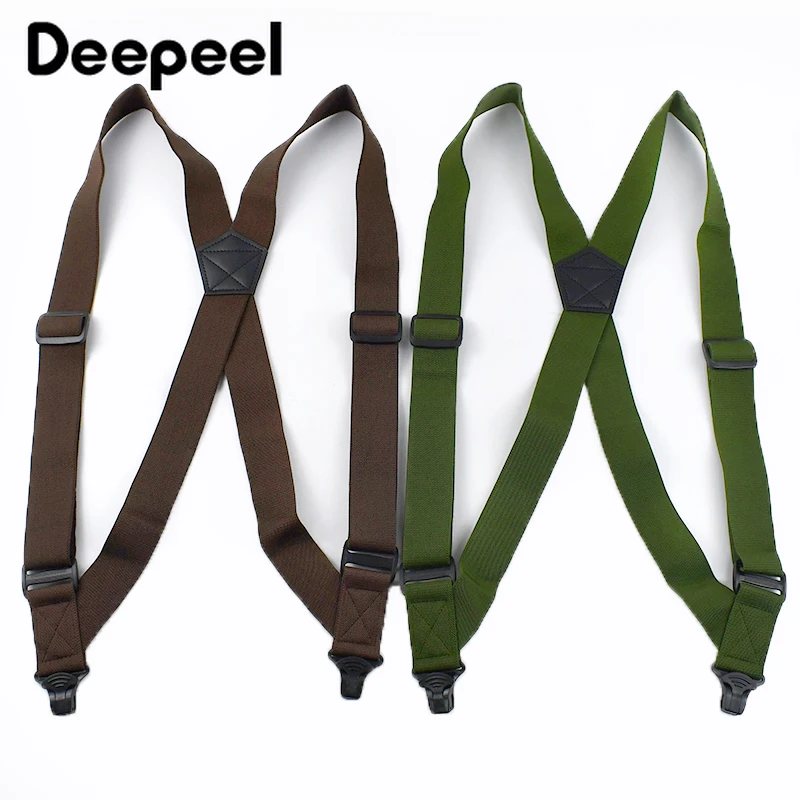 Deepeel 3.8*125cm Fashion Men Suspenders Adult 2 Clips Side Plastic Braces Strap for Belt Shirt Pants Suspender Male Jockstrap