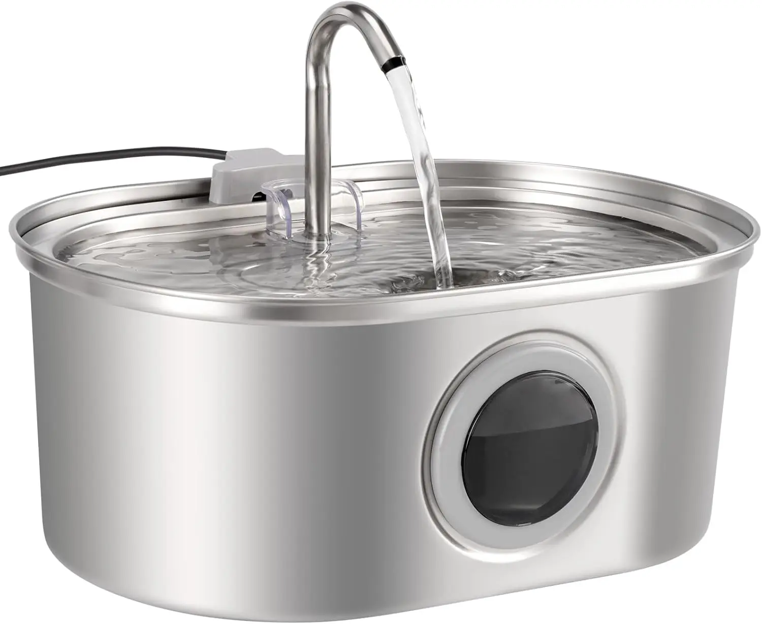 

Stainless Steel 3.2L Automatic Pet Water Fountain USB Charging Visible Water Level Window Cat Dog Water Dispenser