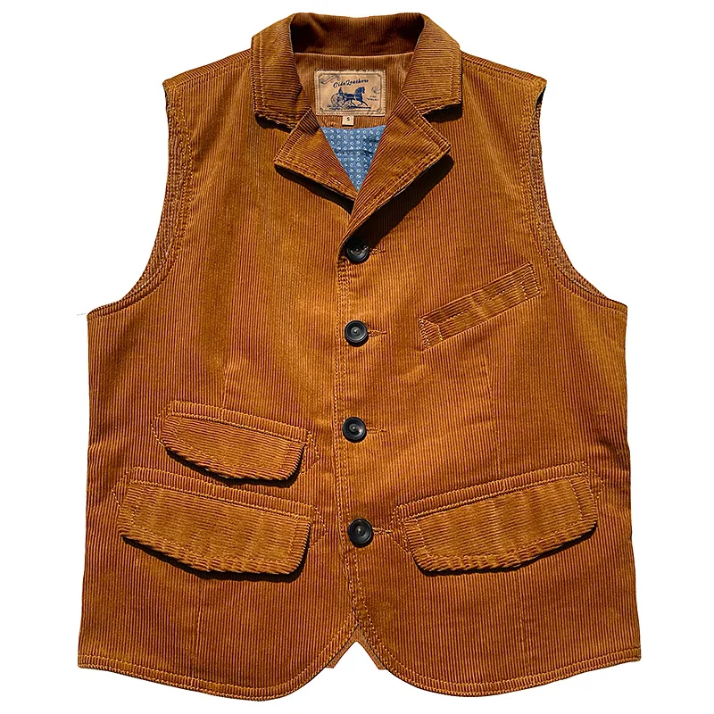 Gilet multi-poches en velours côtelé pour homme, coupe cintrée, classique, Vintage, vêtements de styliste, tendance