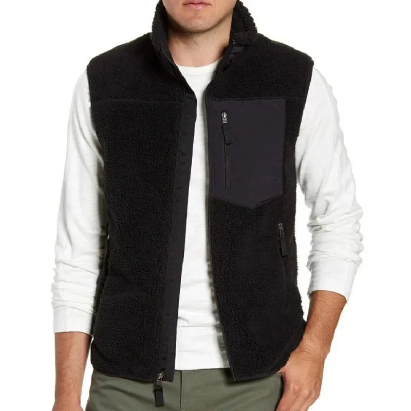 الصوف الرجال والنساء سترة صوف الضأن معطف بلا أكمام سترة فضفاضة غير رسمية الخريف/الشتاء الرياضة فضفاض تانك القمم #3