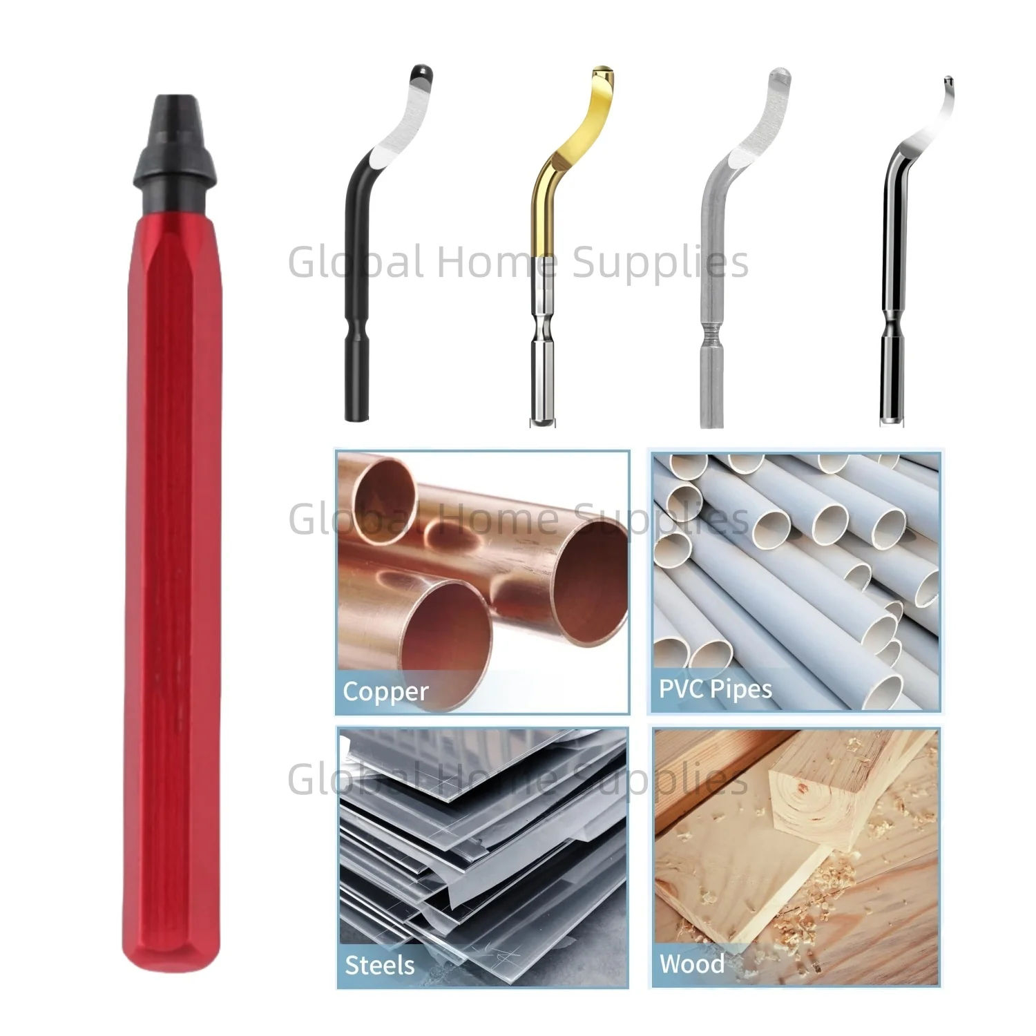 

Deburring Tool 1 Handle with 4 Blades High Speed Steel Rotary Burr Removal Blades Edge Burr Remove Hand Deburring Tool Kit