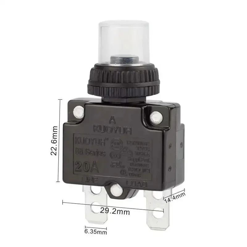 Kuoyuh 88 Series Plastic Nut Resettable Thermal Motor Protection Circuit Breaker Overload Switch Overcurrent Protector Air Pump