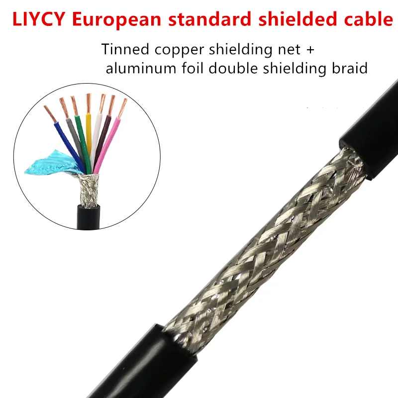 1 미터 CE 차폐 구리 케이블 LIYCY 2 3 4 5 6 8 코어 24 awg 22 awg 데이터 연결 신호 케이블