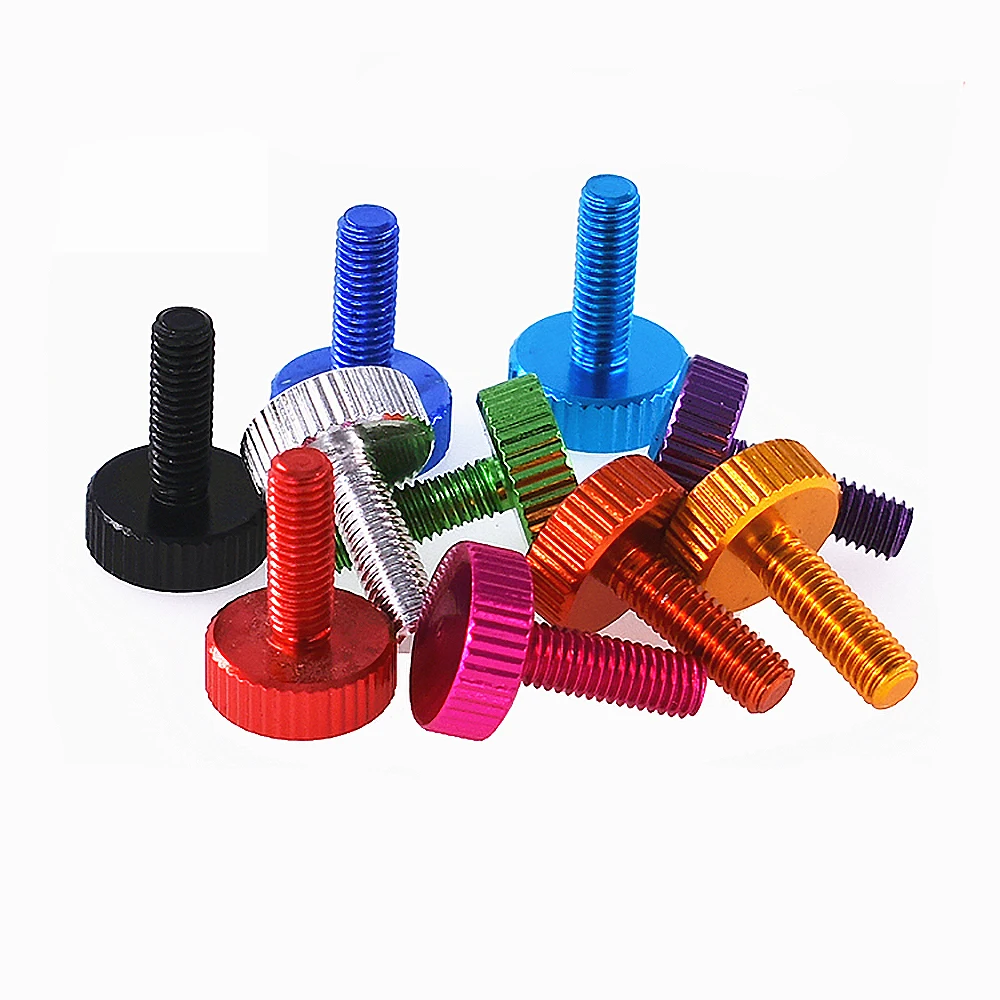 Head Dia 14mm Colourful Thumb Screw M5/M6 Aluminum Alloy Flat Head Knurled Hand Tighten Bolts Computer Case DIY Parts