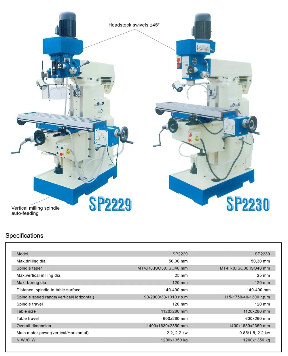 Factory direct sales Proma SP2243 Universal Turret Milling Machine` X6325 for Metal