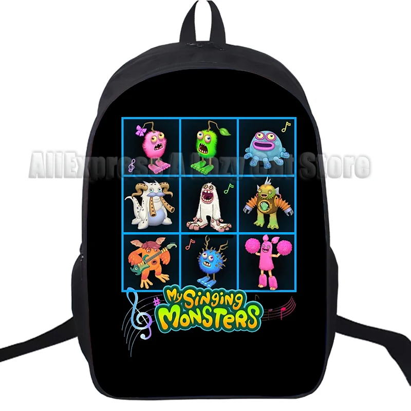 Mochila de dibujos animados My Singing Monsters para niños y niñas, juego de Anime de peluche, bolsa para computadora portátil informal, bolsa para estudiantes universitarios