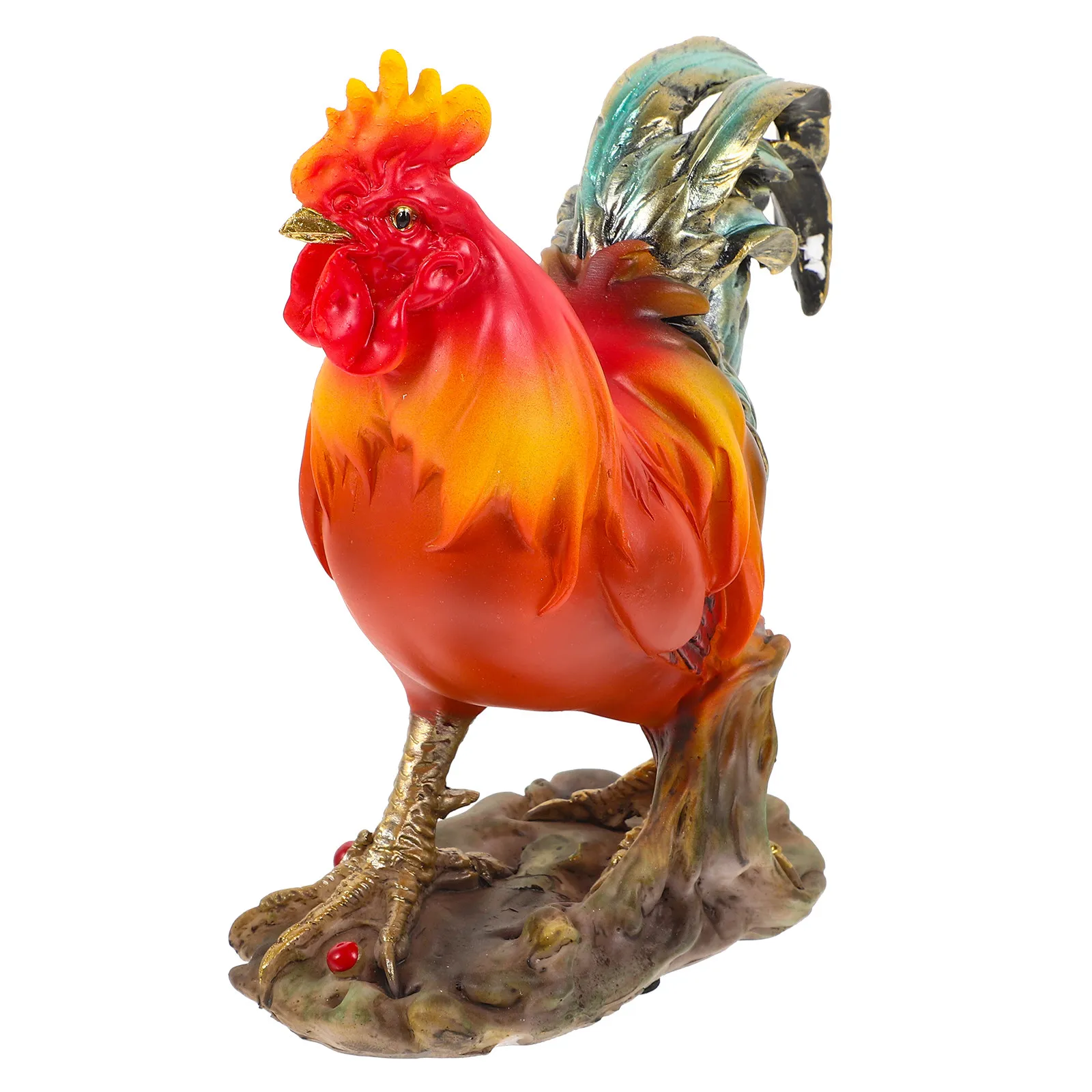 

Resin Rooster Statue Vivid Details Weather Resistant Outdoor Garden Home Office Table Decorative Rooster Sculpture