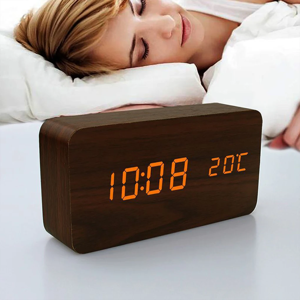 Wooden Digital Alarm Clock Easy To Read Timeless Silent Operation Accurate Timekeeping Unique Style