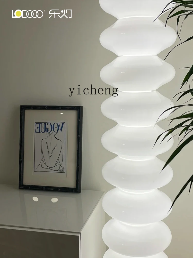 XL Light luxury hotel decoration white jade glass gourd floor lamp