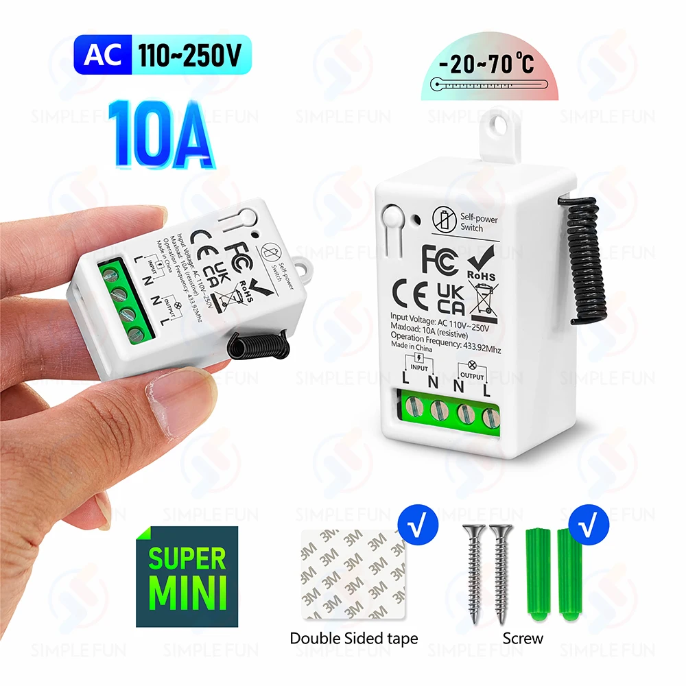 Mini-Lichtschalter mit kabelloser Fernbedienung, 110 V, 220 V, 230 V, keine Batterie erforderlich, selbstbetriebener kabelloser Wandschalter, kinetischer Schalter – Detail 10