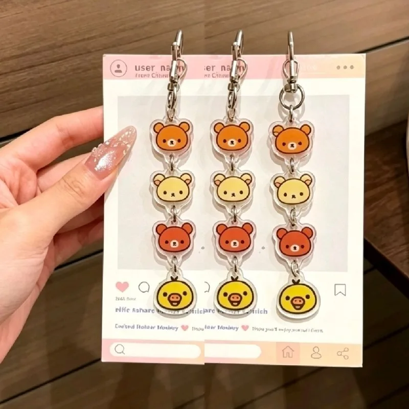 Anime Cartoon Rilakkuma Acrylic Keychain Cute Student Schoolbag Hanging Decoration Car Key Charm Decorative Accessories Toys - view 2