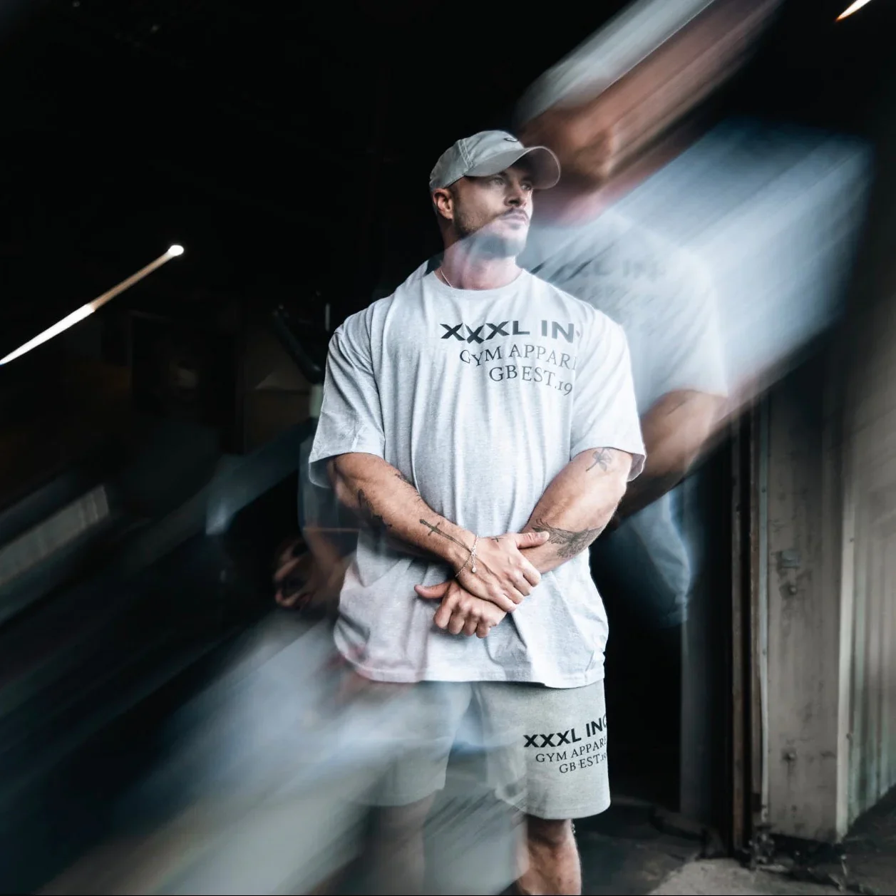 Off-Set XXXL Logo Oversized Base T-Shirt mit Grafikdruck aus Baumwolle – Bodybuilding, Workout, Freizeit, Fitness, Streetwear Oberteile – Detail 12