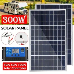 300/600W 18V Polycrystalline Silicon Solar Panel with 40A/60A/100A Solar Charge Controller Kit Outdoor Emergency Power Equipment