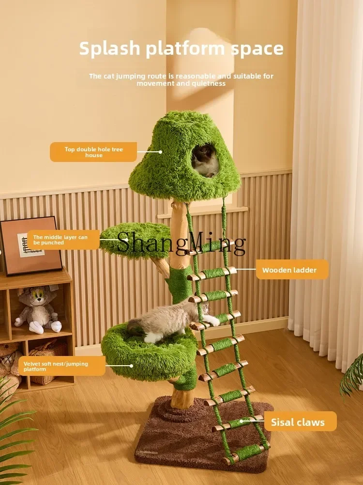 

ZYY Cloud Ladder Solid Wood Cat Climbing Frame House Tree Integrated Large Space-Saving HouseVilla Cat Toy