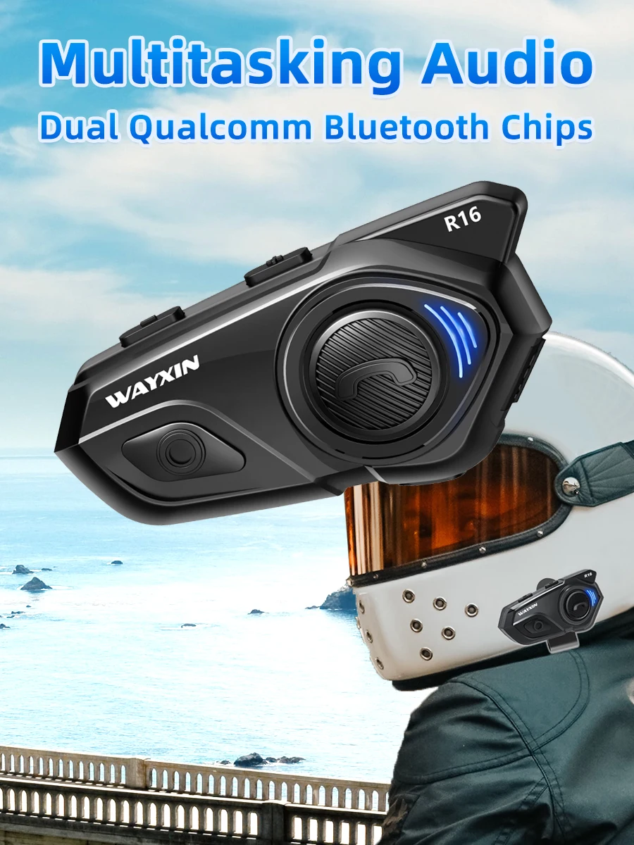 WAYXIN R16 Motor Bluetooth Helm Headset 6 Rijders Intercom Communicatiesysteem Met Multitasking Audio FM Waterdicht GPS - afbeelding 2