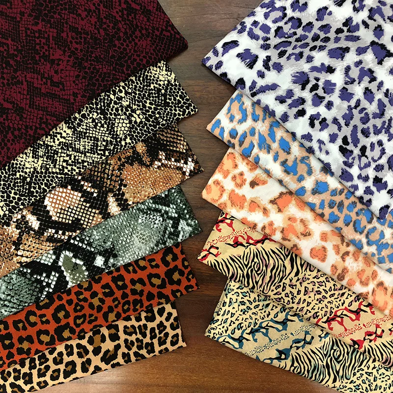 

Cotton Fabric Artificial Cotton 30 Thread Count Plain Print Leopard Snake Pattern Series Dress Pants Nightgown Material