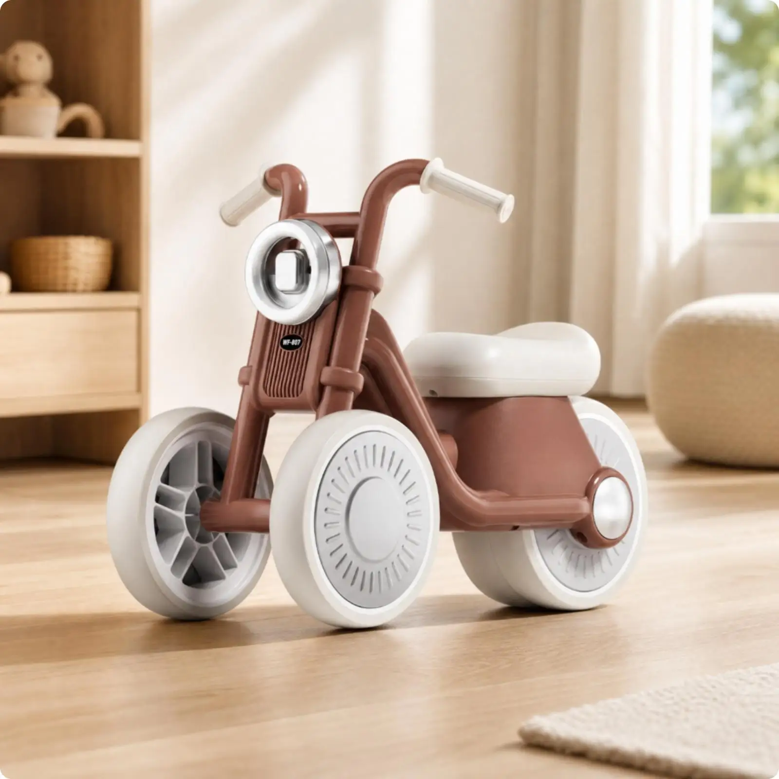 Kids Balance Bike Three Wheel Sliding Motorcycle Toy with 90 Degree Steering Limit for Toddlers Age