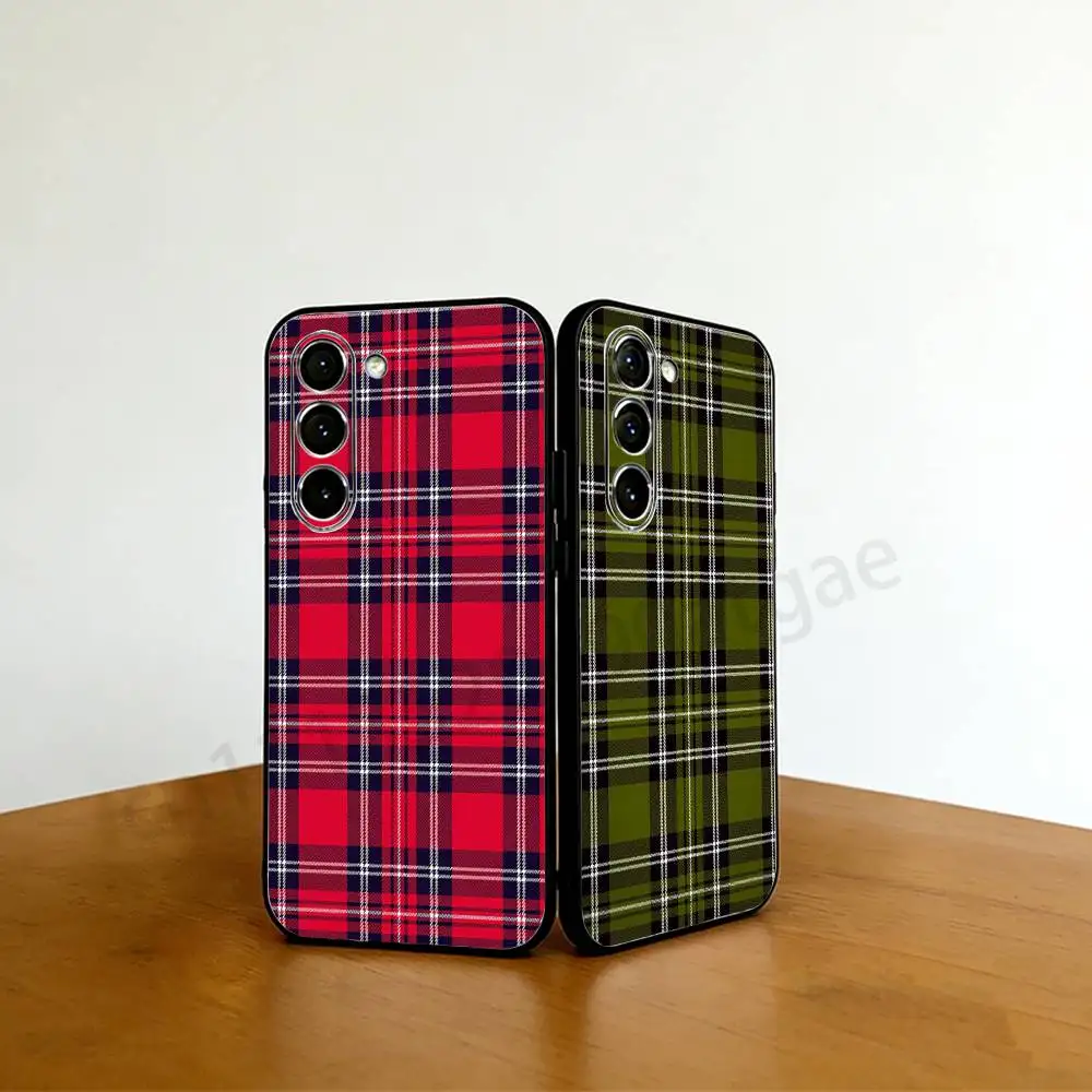 Beautiful Plaid Fabric Pattern Phone Case For Samsung GalaxyA53,51,72,73,31,30,42 Soft Silicone Phone Protective Case