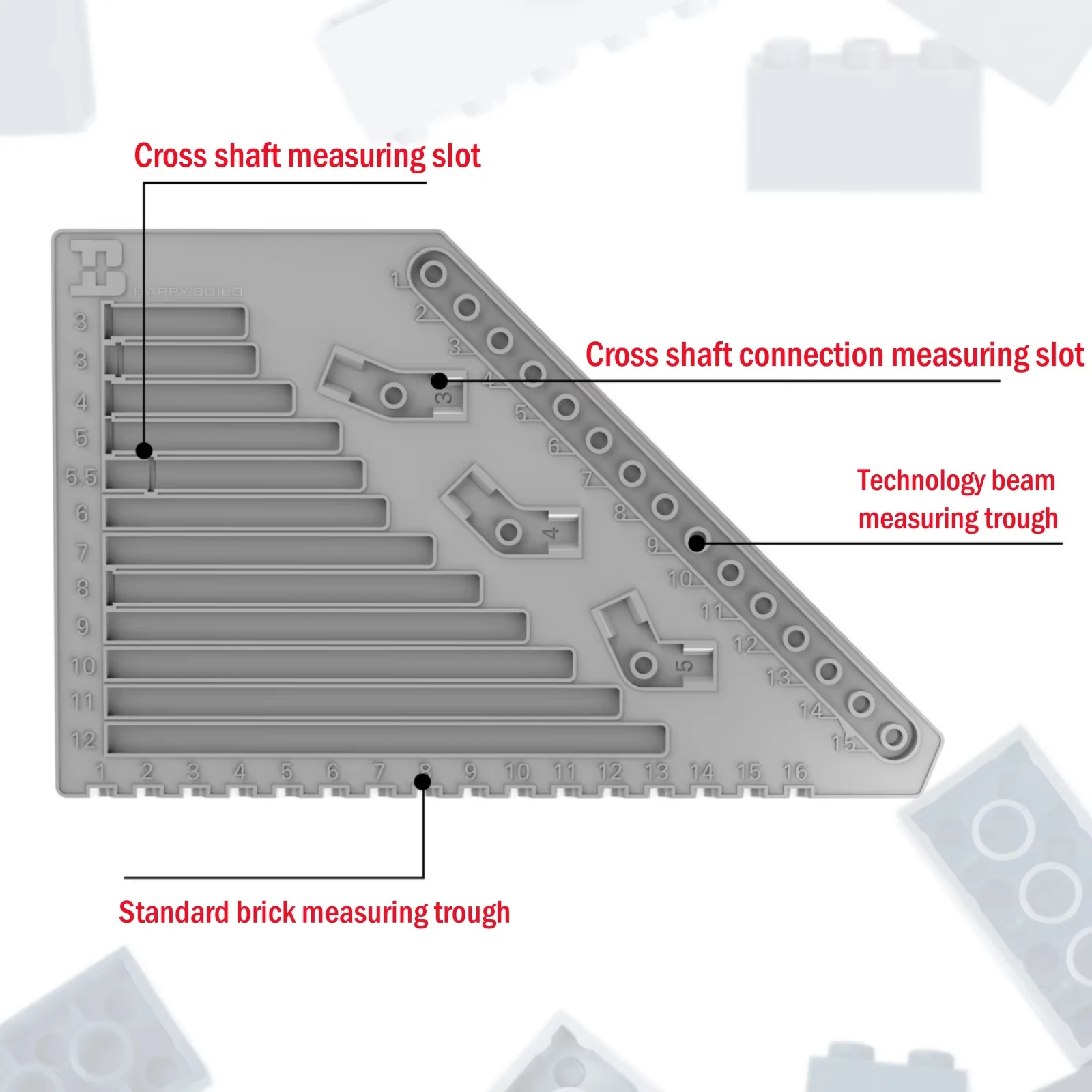 Technical MOC Measuring Ruler Disassembly Tool Building Blocks Bricks Length Gauge Measurement Accessory for Legoeds Parts