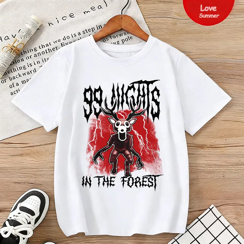 

Kids 99 Nights in Forest Print Tee Shirt for Boys Girls Short Sleeve Classic T-Shirt Gift for Children