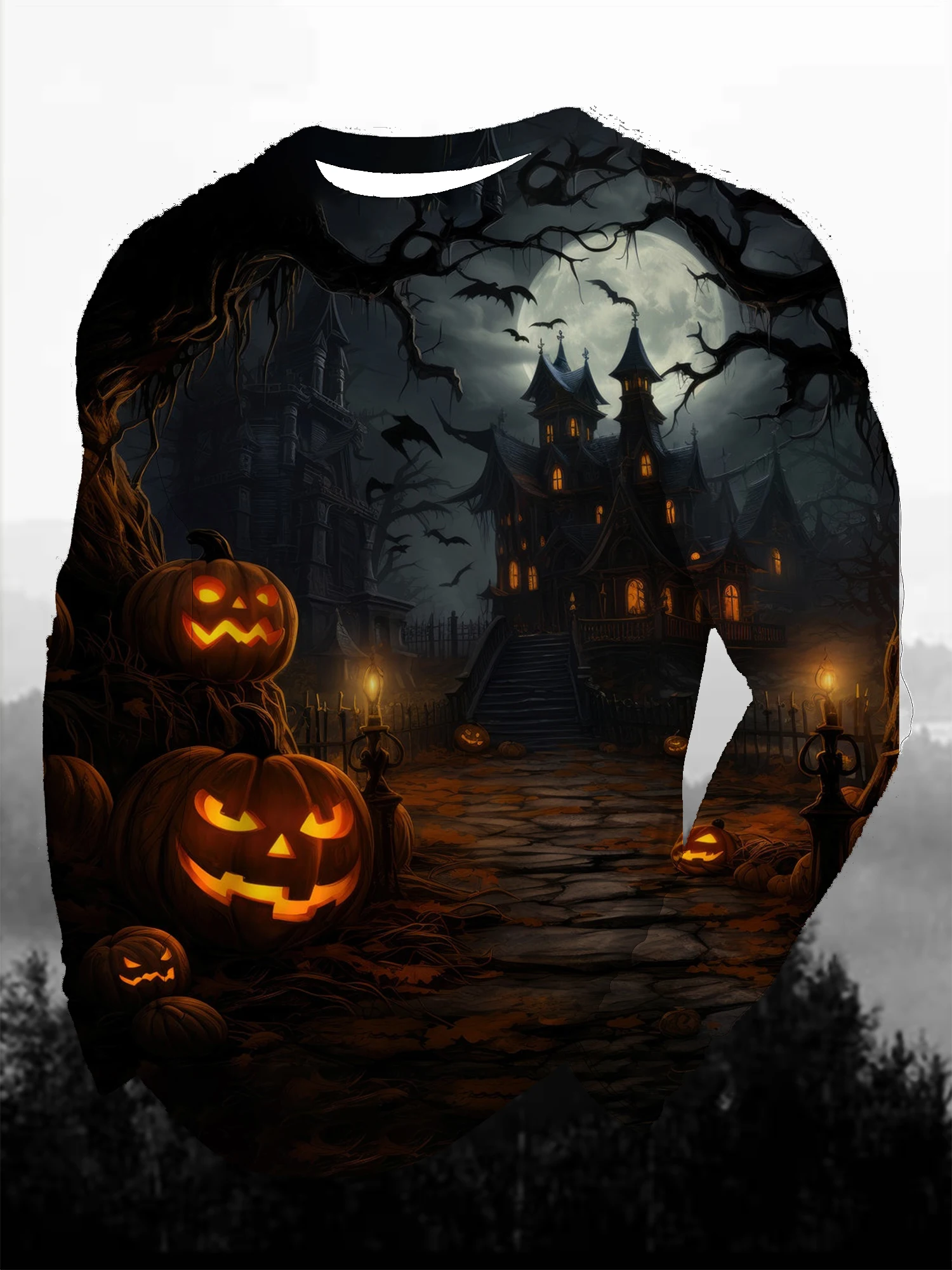 

3D Printed Halloween Theme Long Sleeve T-shirt Men's Fashion Tops Mens Casual Clothing Party Sweatshirt Street Pullover