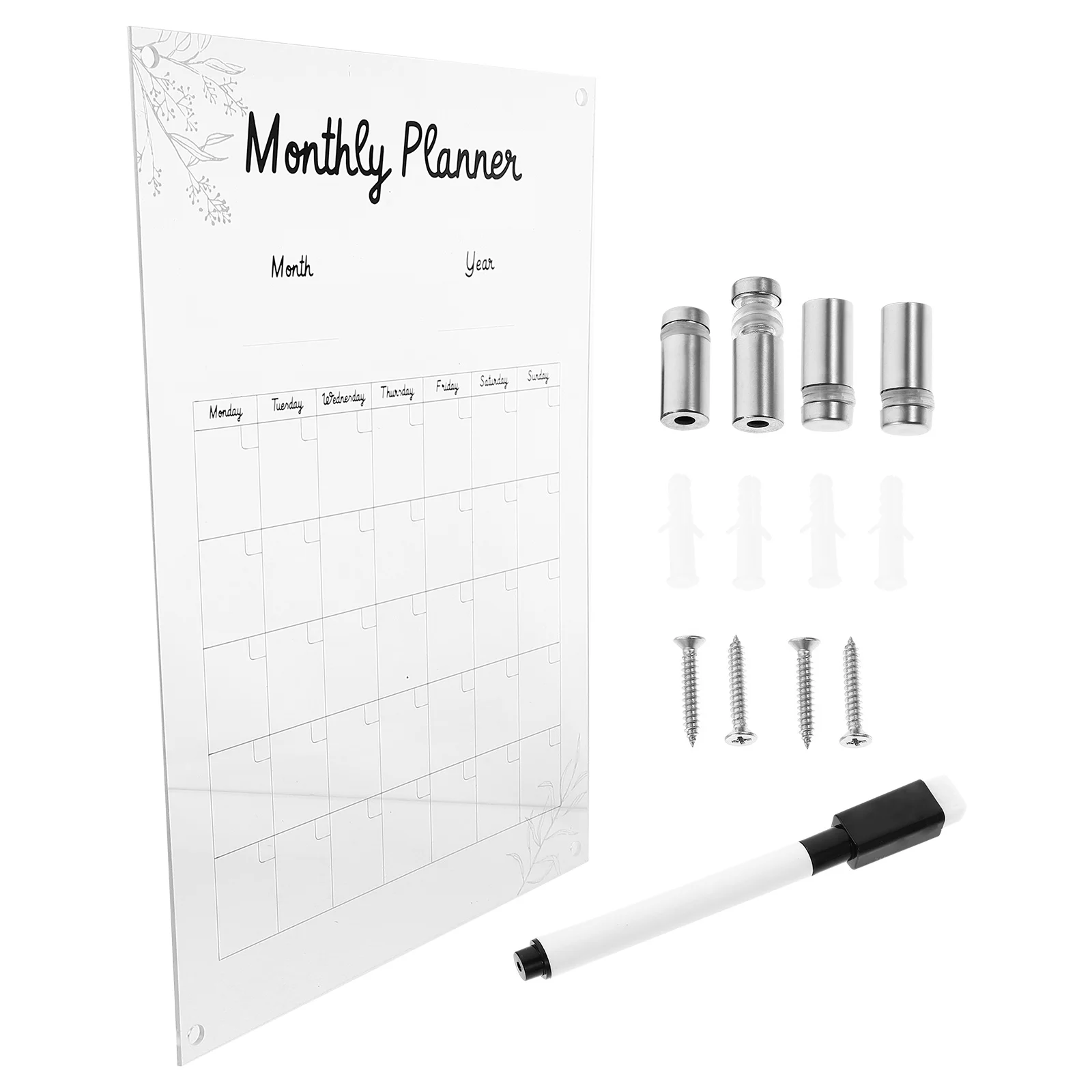 

1 Set Of Acrylic Memo Transparent Wall Mounted Hanging Sign Board For Shop Home Office Use Monthly Planner Display Message Board