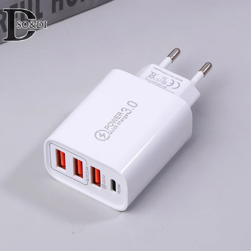 20W PD 4 Ports USB 5V4A Charge Power Adapter Mobile Phone Charger QC3.0 Charging EU/US Plug Outlet Travel Charger 110V 220V