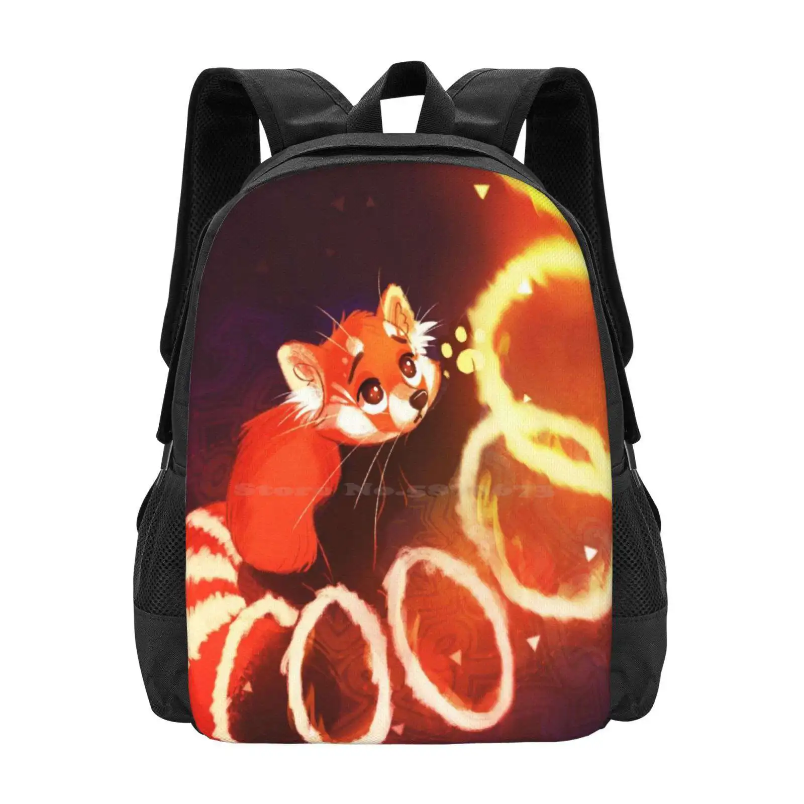 Red Panda New Arrivals Unisex Bags Student Bag Backpack Red Panda Bear Magic Rings Tail Fire Ring Emotional Burning Hope