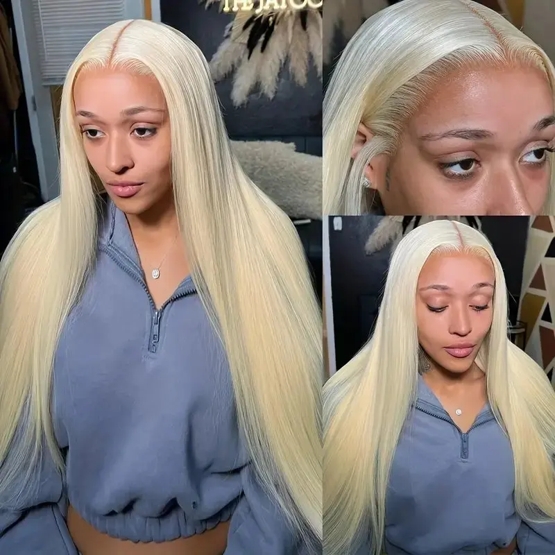 Rosabeauty 613 HD Straight Hair Lace Front Human Hair Wigs Glueless 13X4 Frontal Wig Preplucked 200% 250% 8 40Inches 13x6 Blonde