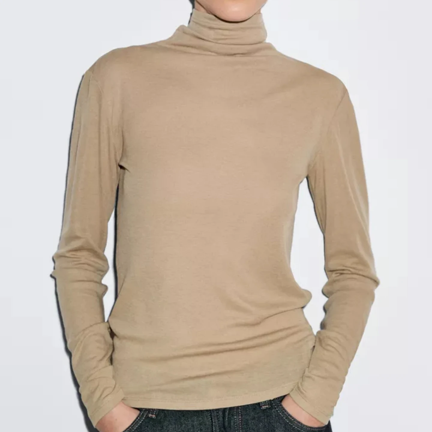 Faionable Knitted Long Sve T-irt Women's Sle Autumn 2025 New Arrival Z Stand Fit Ladies' Top Chinese Made