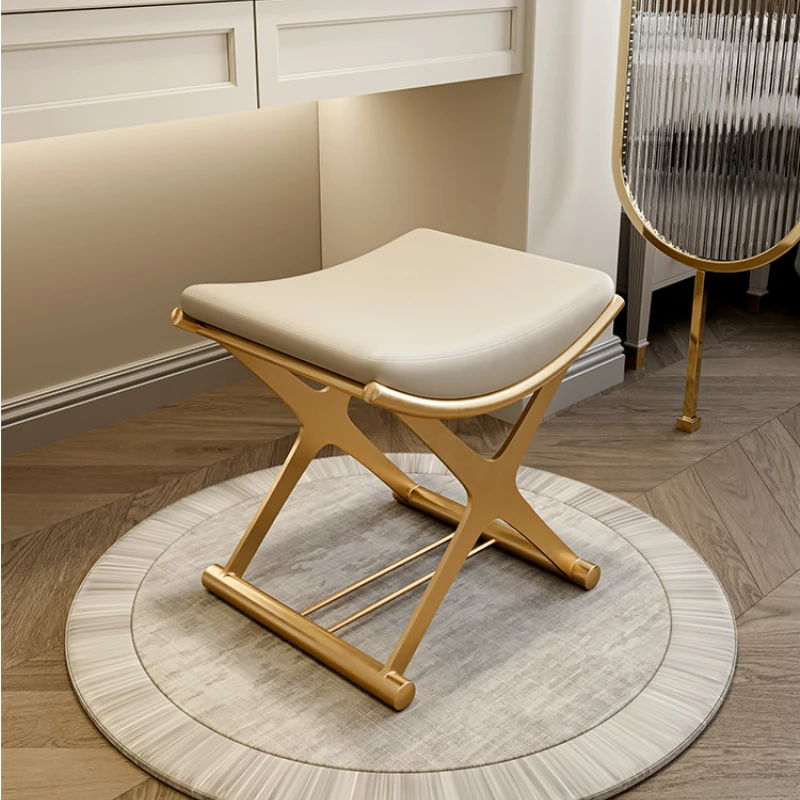 INS dressing table stool Entrance Shoe bench ​Metal luxury Soft bag footrest small Makeup chair design decor ottoman Furniture