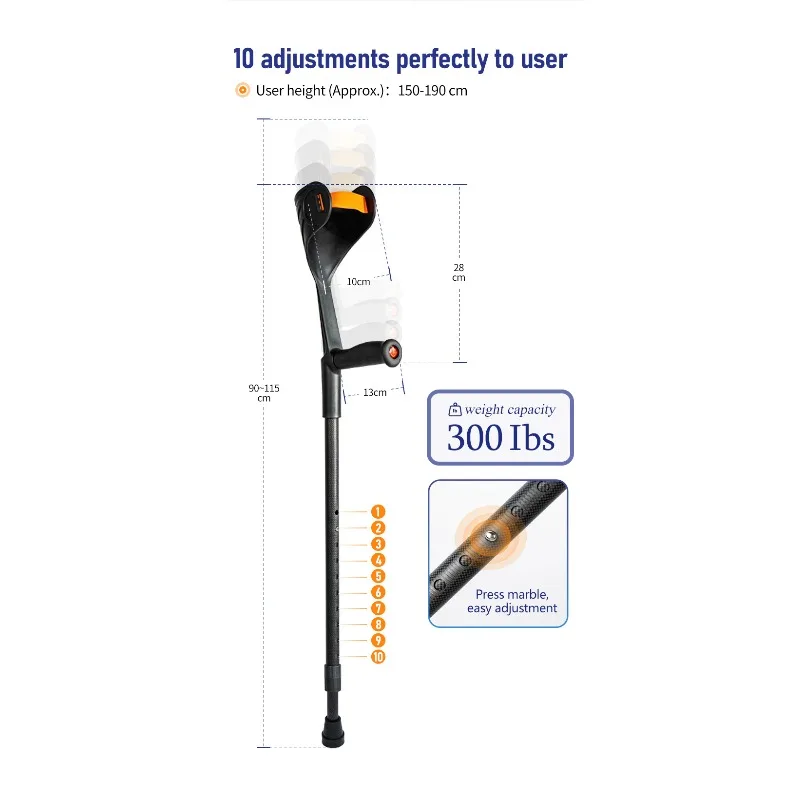 Carbon fiber folding elbow crutches, arm crutches, walking mountaineering assistance