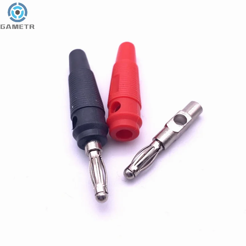 4 Stuks Zachte Rubberen Mouw Soldeervrije 4Mm Plug Puur Kopervergulde Muziek Luidsprekerkabel Draad Pin Lantaarn Kop Banaan Connector