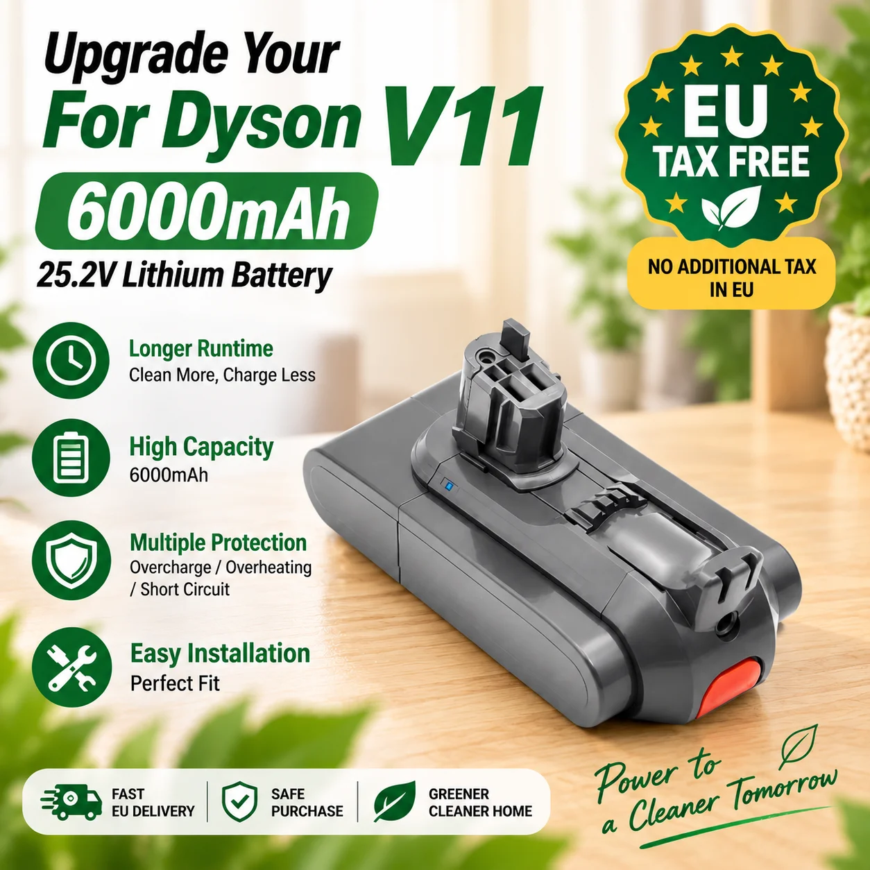 25,2V Akku für Dyson V11 SV15 SV16 SV17 SV18 SV22, V11 Absolute V11 Animal V11 Fluffy Staubsauger Wiederaufladbarer Akku