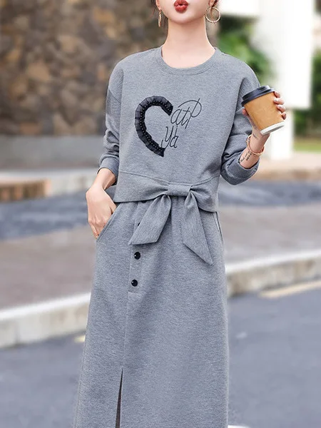 

Casual Spor Two-Piece Set for Women Autumn 2025 New Age-Defng Design Sweatirt ter Skirt Breathable Medium-Thi