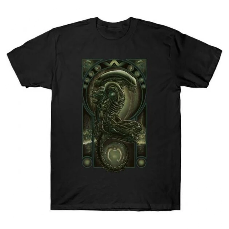 

0410 Sci-Fic Alien Gift T-Shirt Weyland Horror movie Xenomorp 100% cotton Short Sleeve Graphic clothes All size tops S-6XL