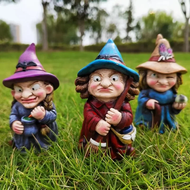 Witch Garden Dwarf Statue Fun Witch Dwarf Outdoor Collection Statue Used for Courtyard Landscape Porch Decoration External Gifts