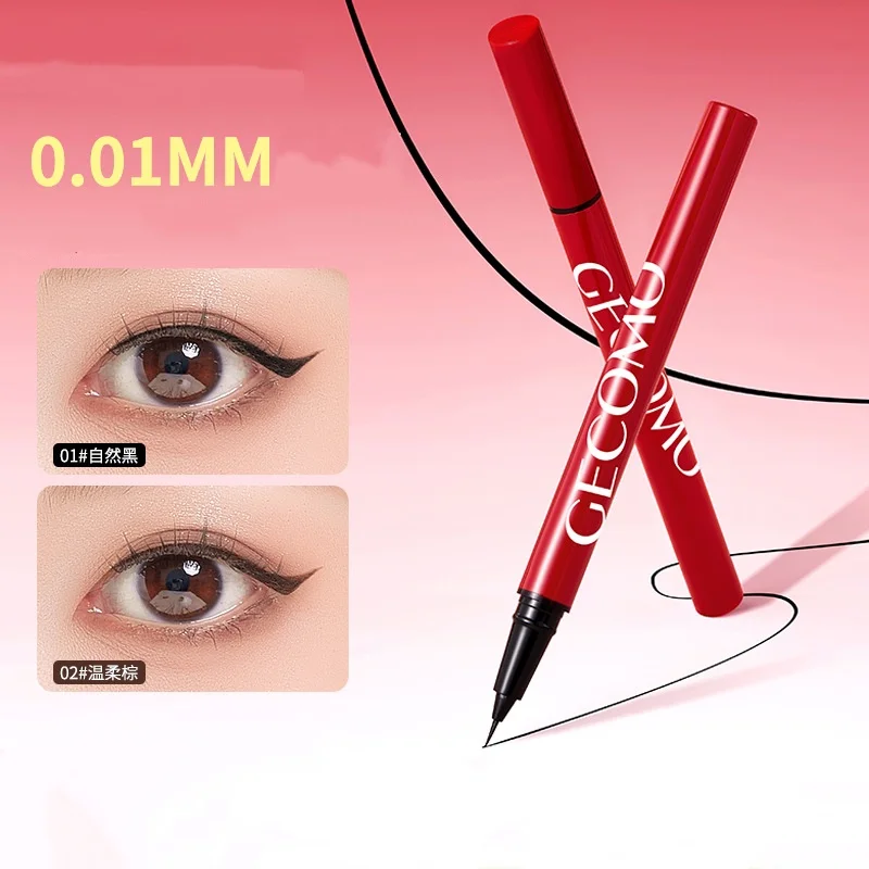 Lápiz Delineador de ojos resistente al agua, cepillo ultrafino 24H, sin manchas, deslizamiento suave, maquillaje diario esencial, 1 ud.