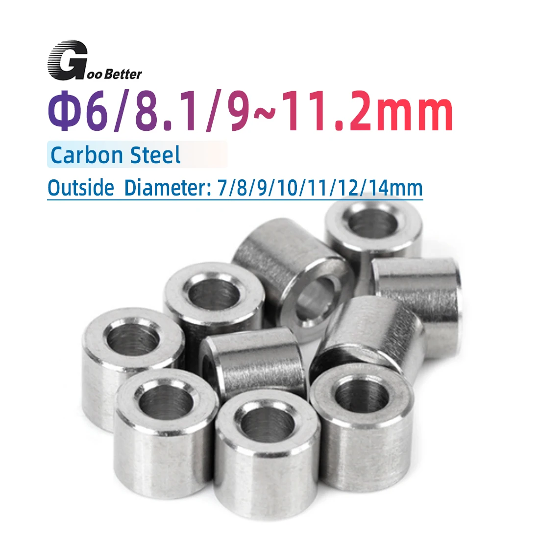 

M6 M8 M9 Carbon Steel Flat Washers, Threadless Isolation Washers, Bushing Washers, And Metal Bushings 6x12x4mm~9x14x50mm