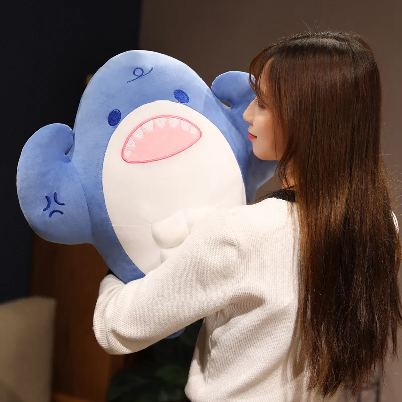 50cm Kawaii Muscle Shark Cartoon Stuffed Plush Toy Creative Adorable Sea Animal Toys High Quality Gifts For Friends